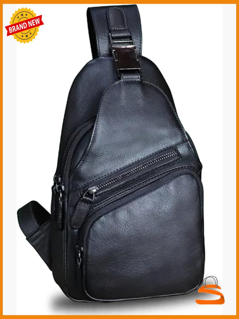 Genuine Leather Sling Bag Crossbody Purse Backpack Hiking Daypack Motorcycle Bag